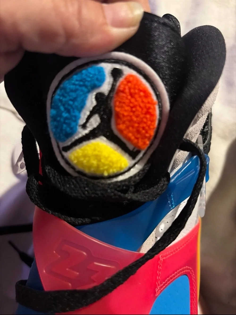 Jordan Men’s Multicolor Athletic Sneakers - White, Red, Blue, Yellow, Black